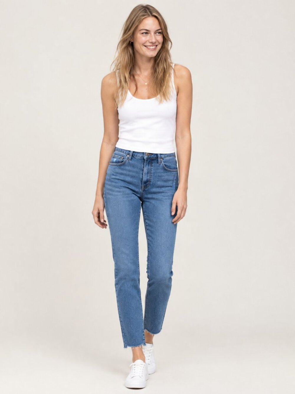 2/$30 Sonoma Petite Distressed Skinny Jeans Raw Hem Mid Rise Mid Wash 18P #A4807